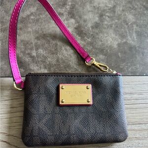 Michael Kors Brown and Pink Clutch with Monogram Print